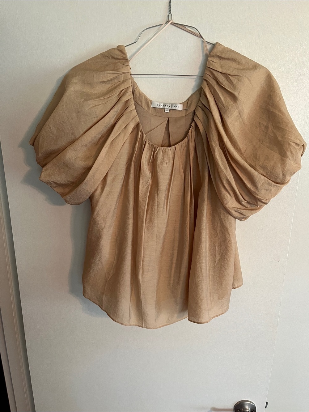 Endless Rose Tan Puff-Sleeve Blouse